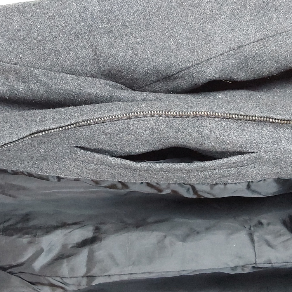 Steve & Barry's Wooly Mammoth Dark Gray Wool Dress Coat Preppy Neutral Sz.L - Picture 10 of 13